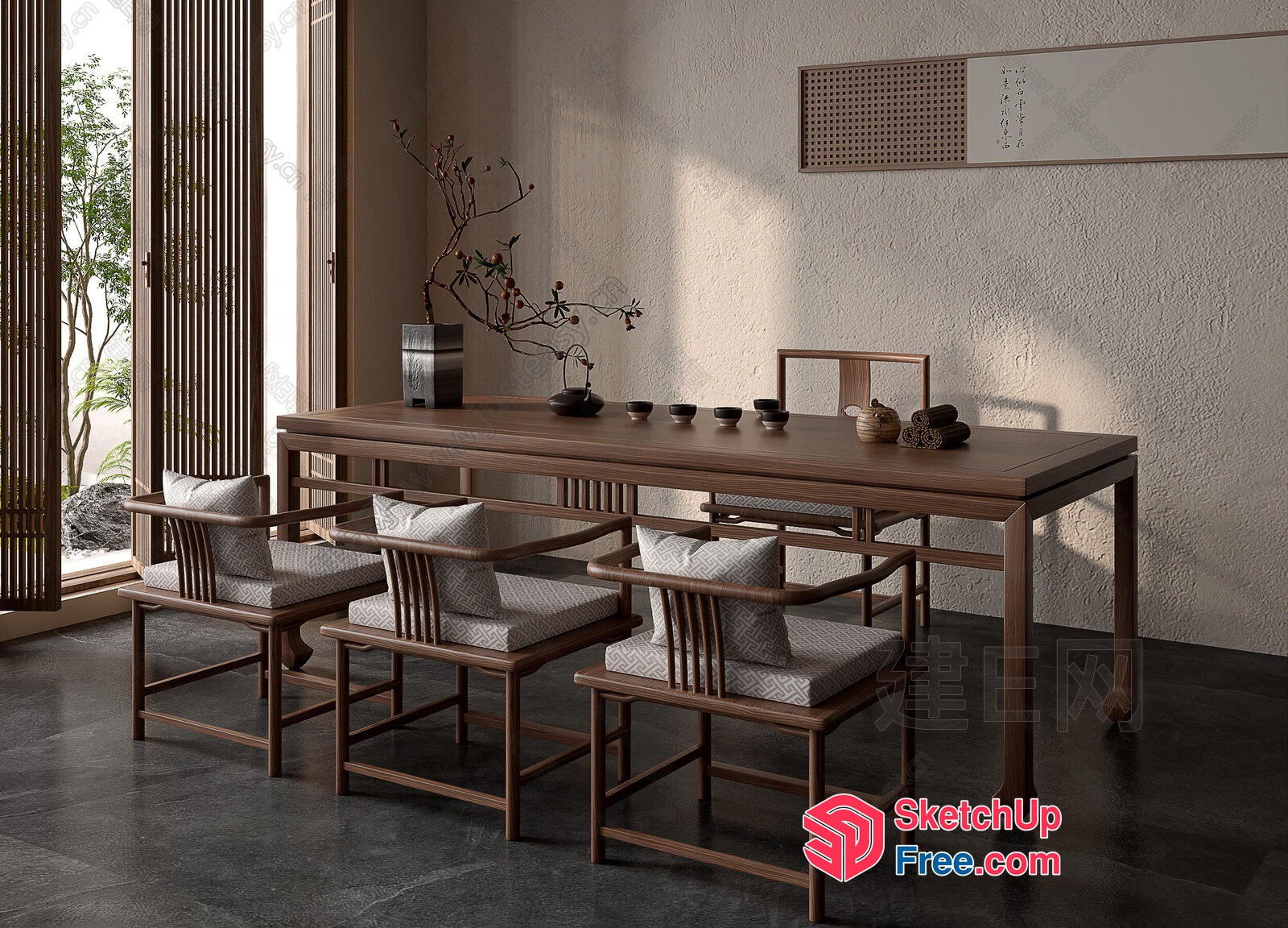 Elegant Traditional Japanese Dining Room 3D SketchUp File