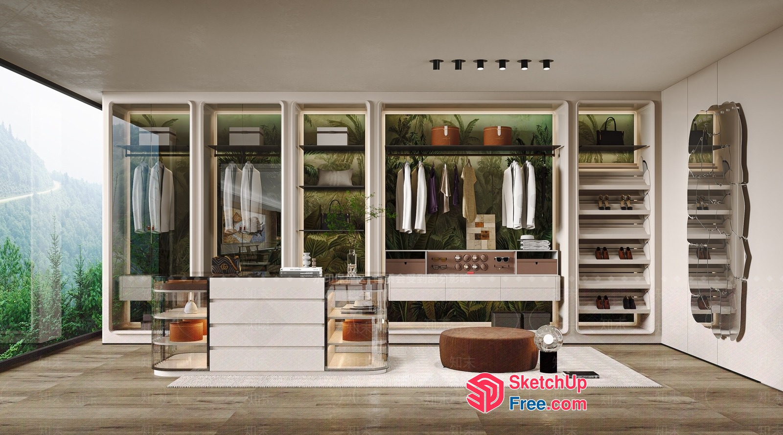 Modern Luxury Wardrobe Design With Greenery Accent 3D SketchUp File