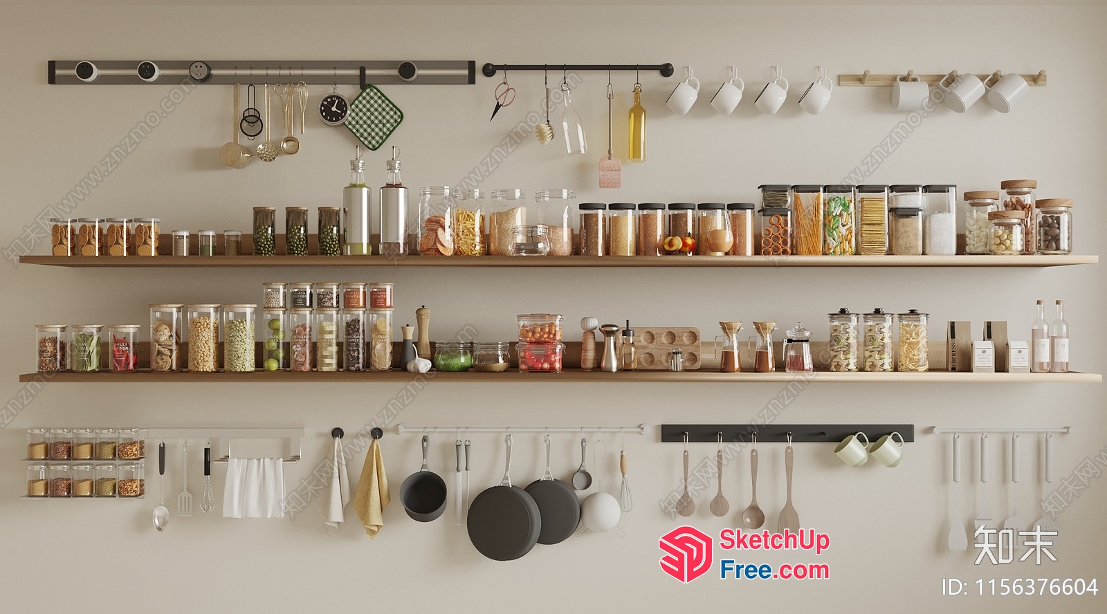 Well-Organized Kitchen With Various Utensils And Ingredients 3D SketchUp File