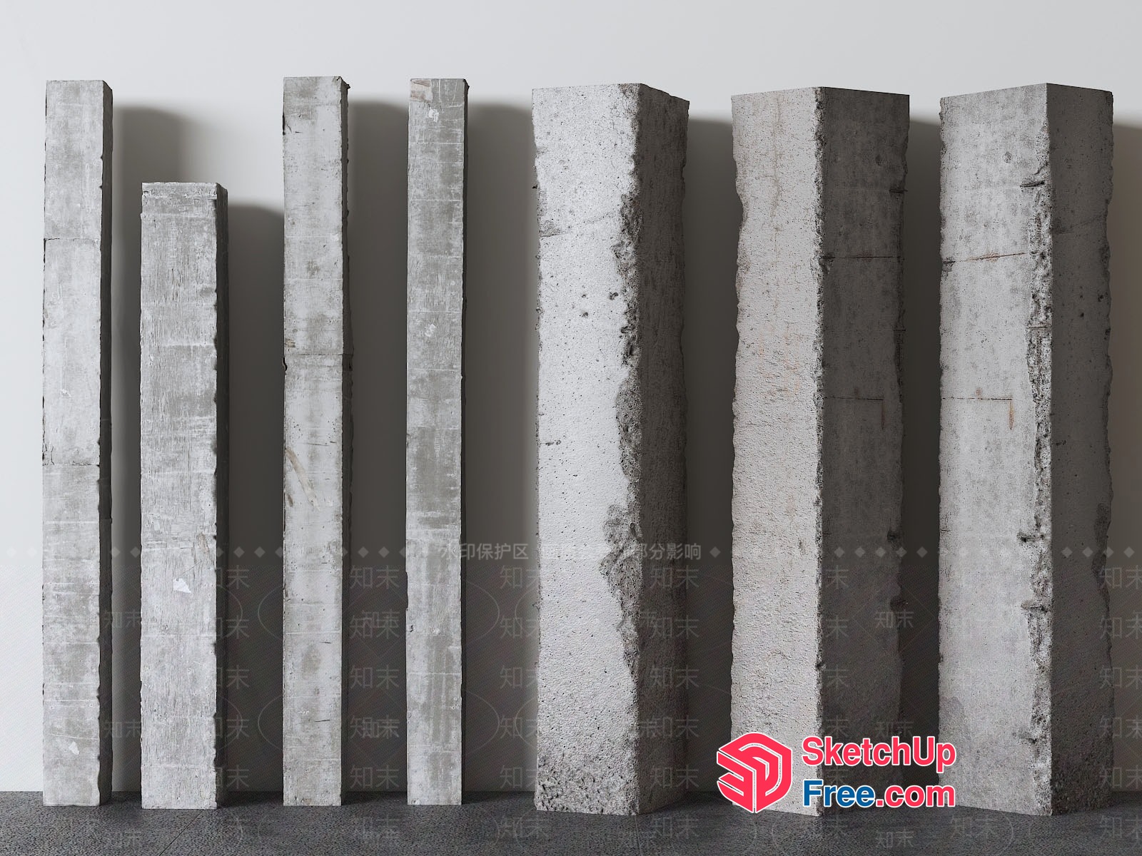 Concrete Pillars In A Minimalist Setting 3D SketchUp File