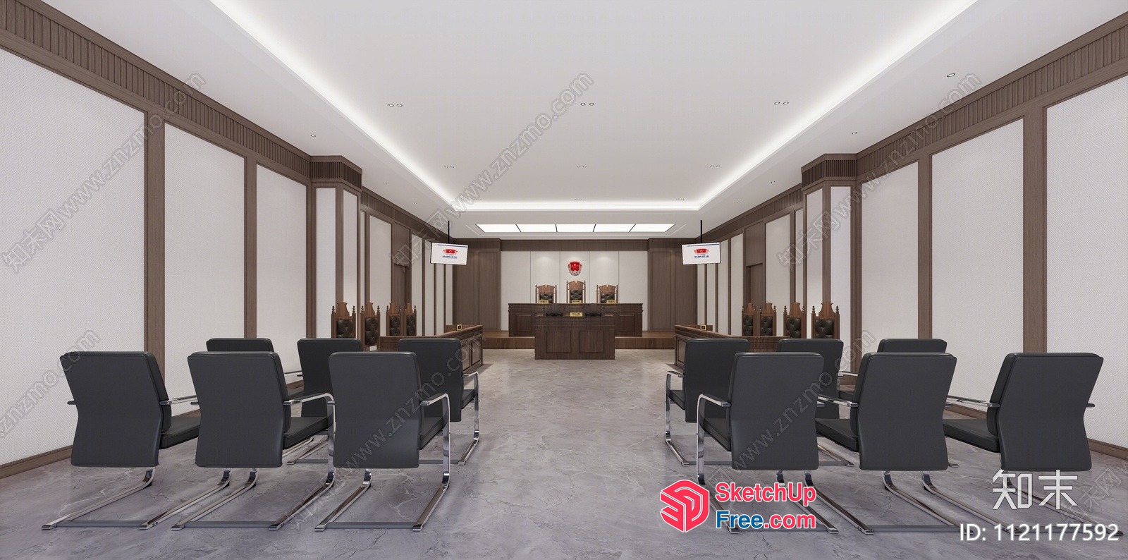 A Large Room With A Long Table And Chairs 3D SketchUp File