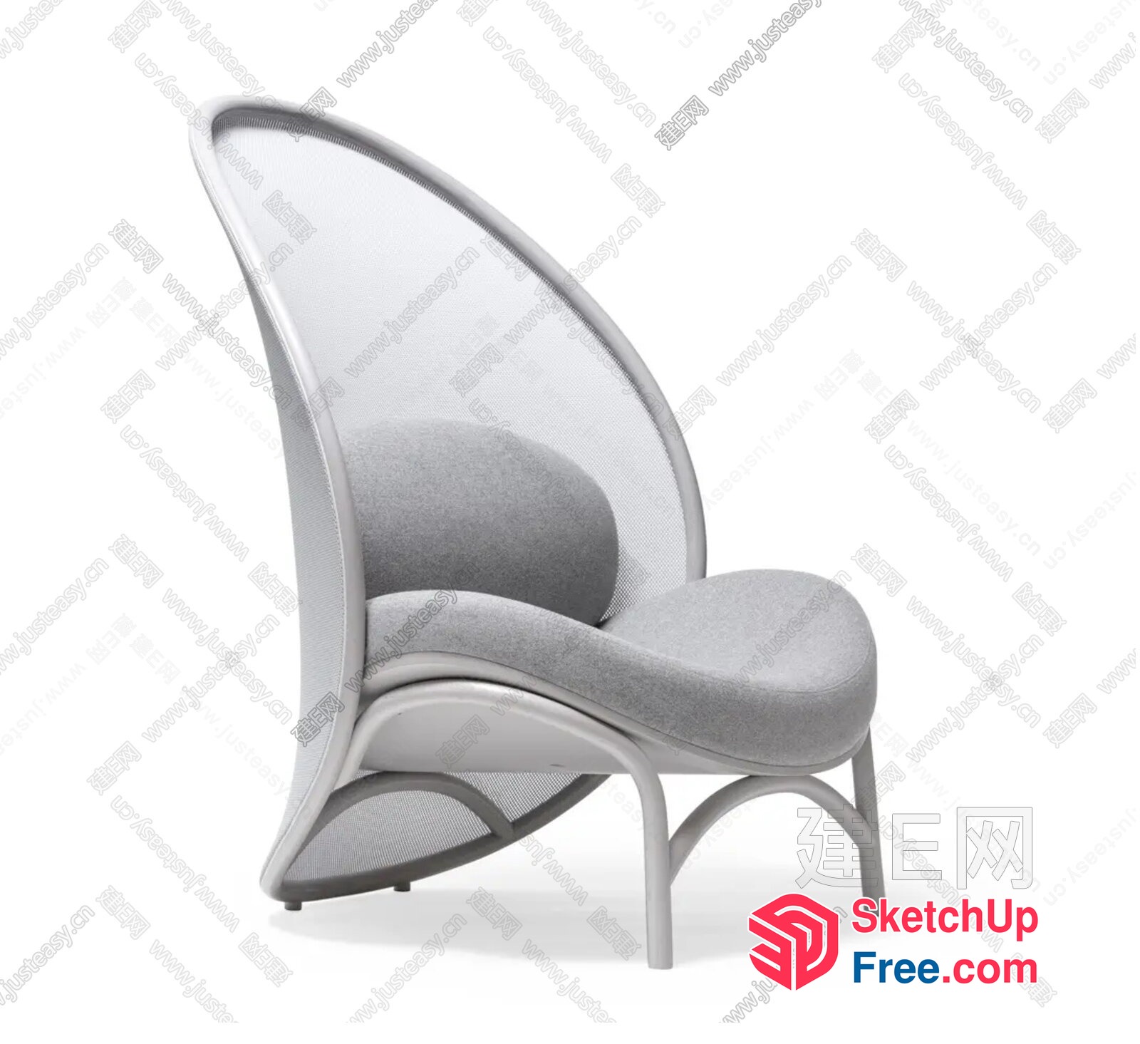 Stylish Grey Chair With Unique Design 3D SketchUp File