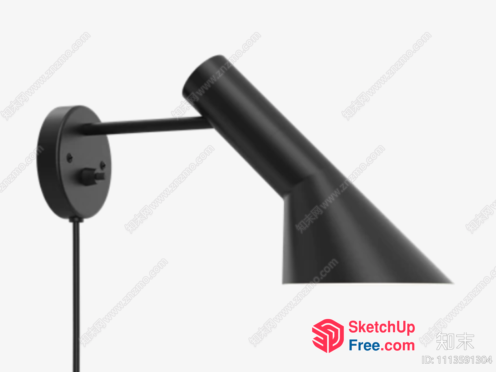 Black Metal Arm Lamp With Adjustable Head 3D SketchUp File