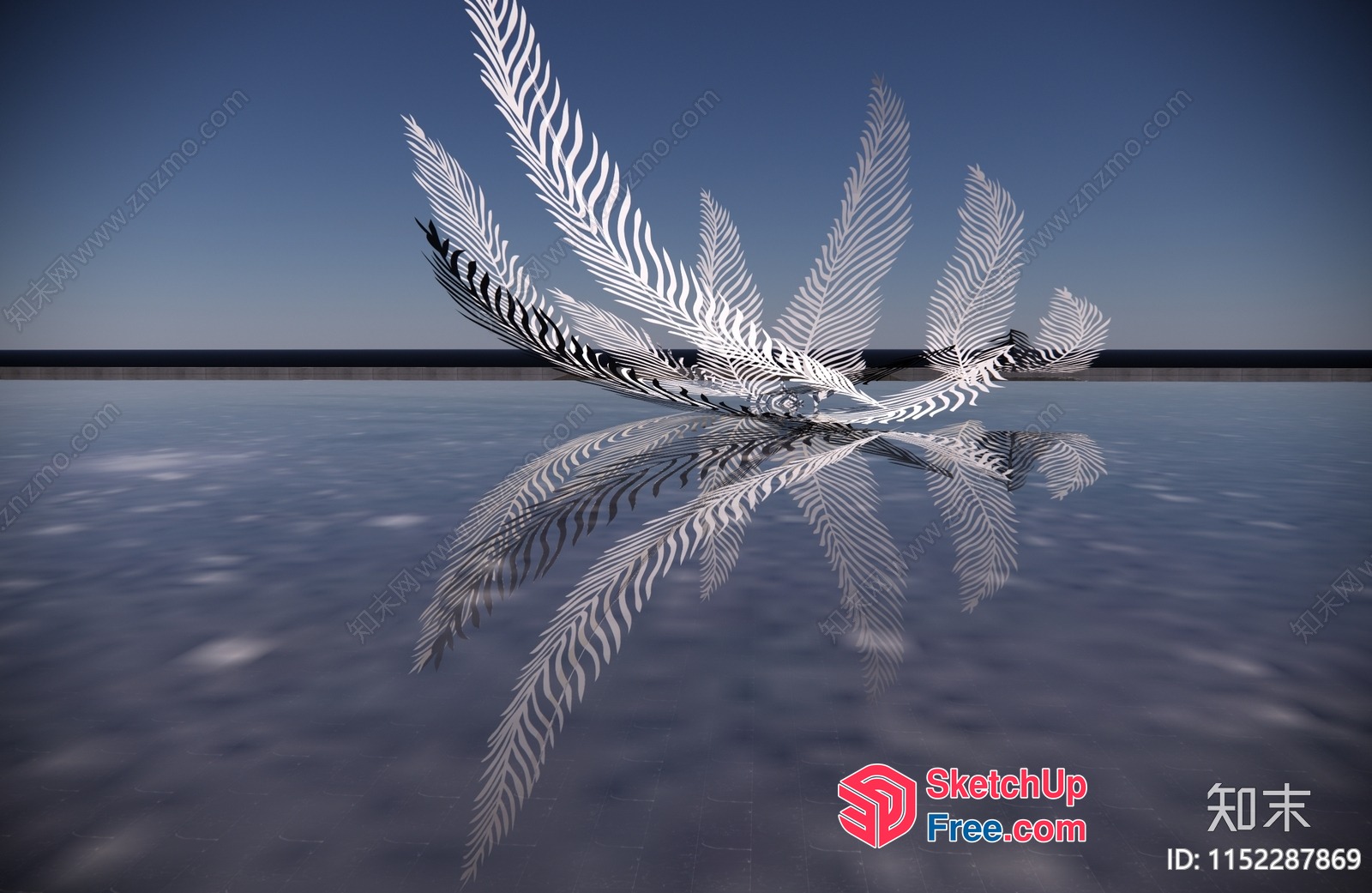 Serene Reflection Of White Feathers On Calm Water 3D SketchUp File
