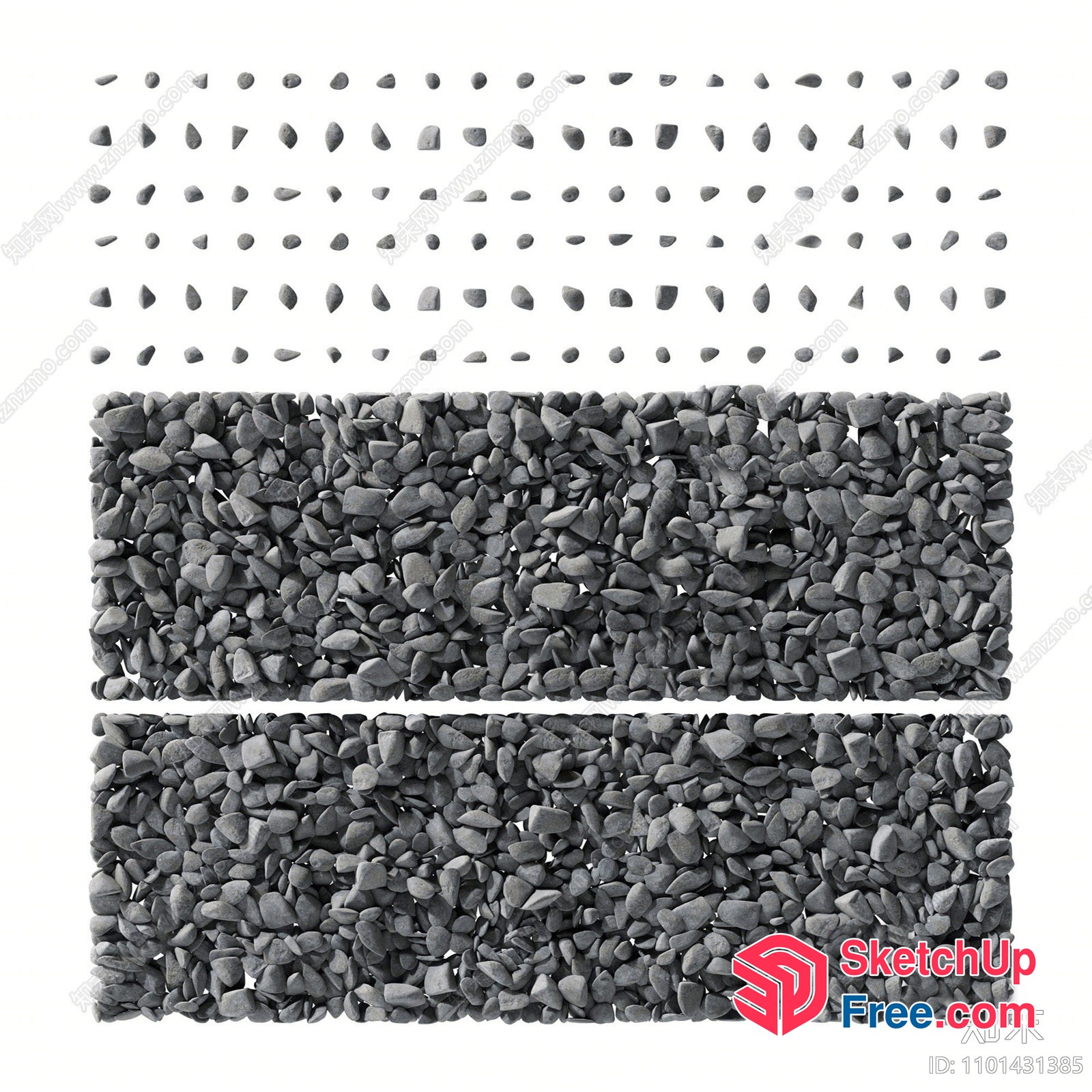 Gray Pebbles Arranged In A Rectangular Pattern 3D SketchUp File