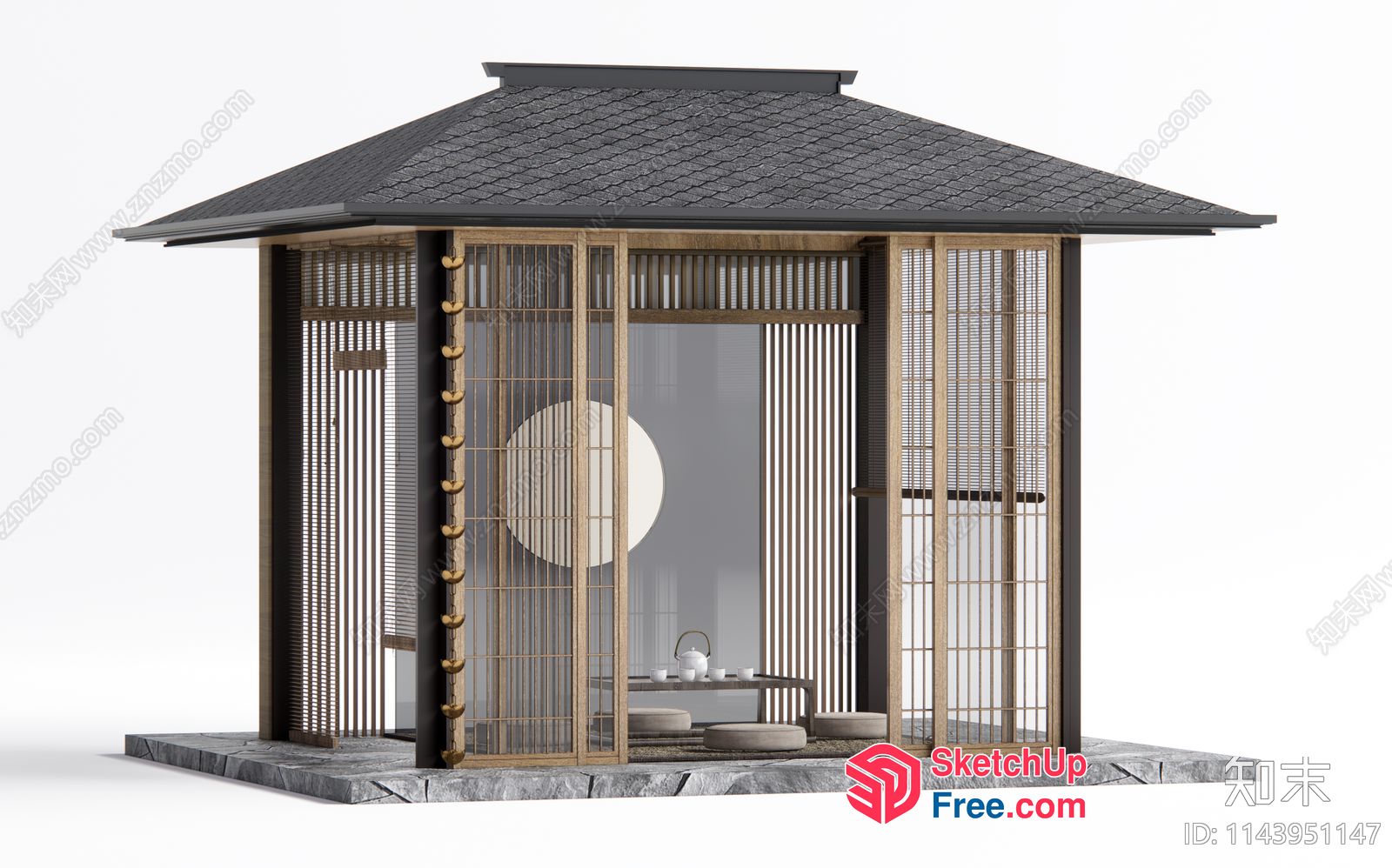 Traditional Japanese Pavilion With Tea Room 3D SketchUp File