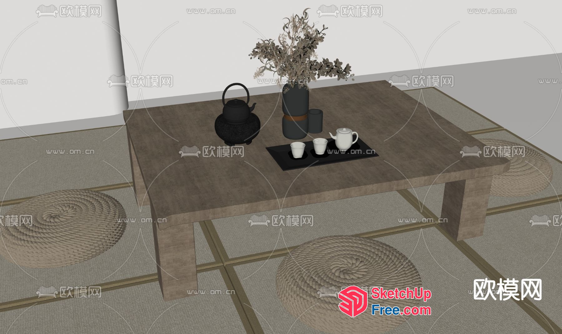 Japanese-Inspired Living Room With Traditional Elements 3D SketchUp File
