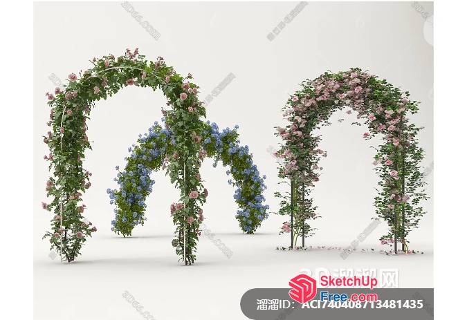 Three Elegant Floral Arches 3D SketchUp File
