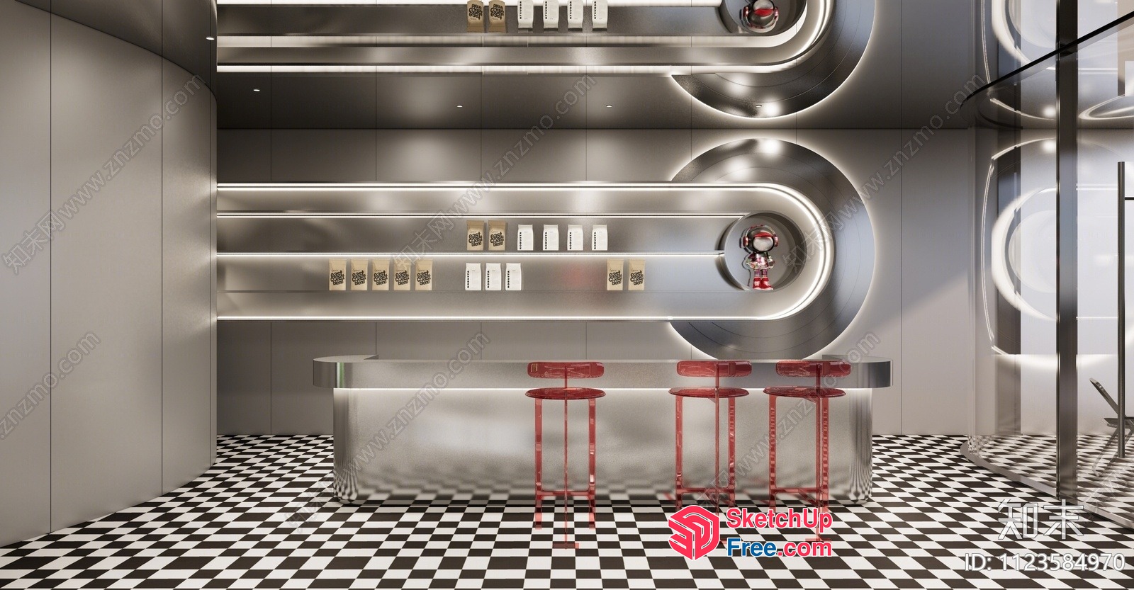 Modern Industrial Style Bar Interior 3D SketchUp File