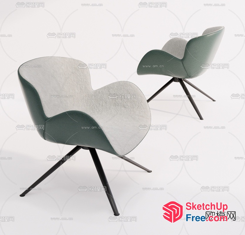 Modern Green And White Accent Chairs 3D SketchUp File