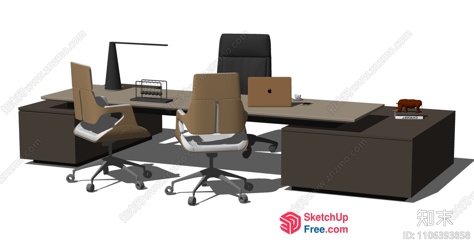 Office Furniture Arrangement With Desk And Chairs 3D SketchUp File