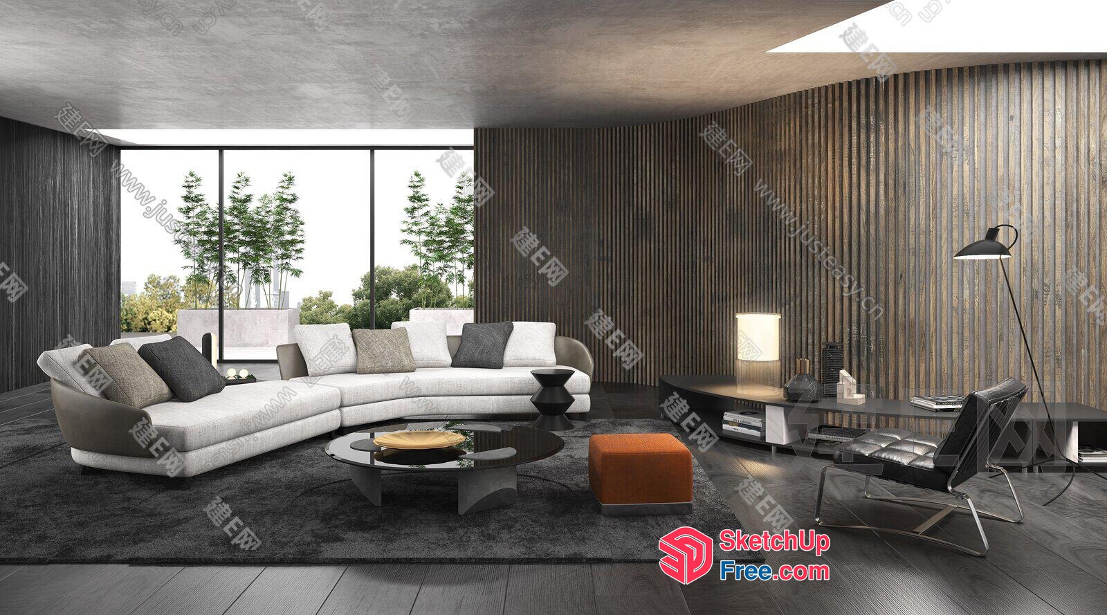 Modern Living Room With Sleek Furniture And Natural Light 3D SketchUp File