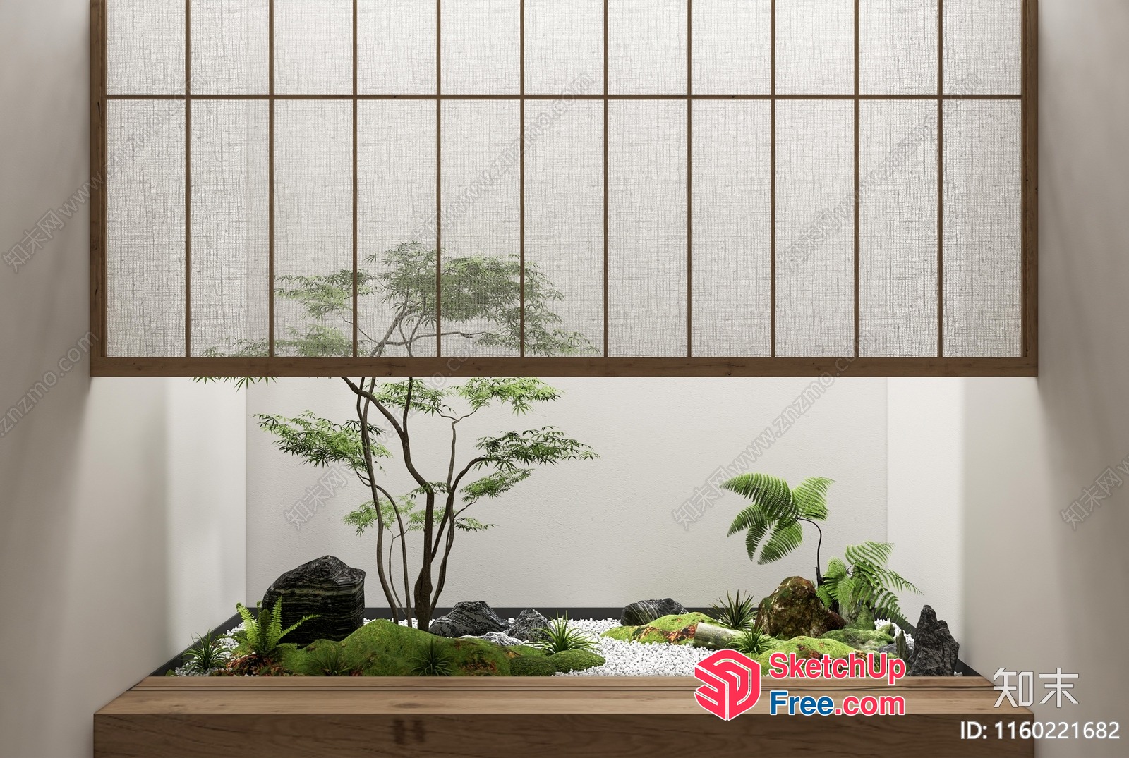 Japanese-Inspired Minimalist Interior With Zen Garden 3D SketchUp File