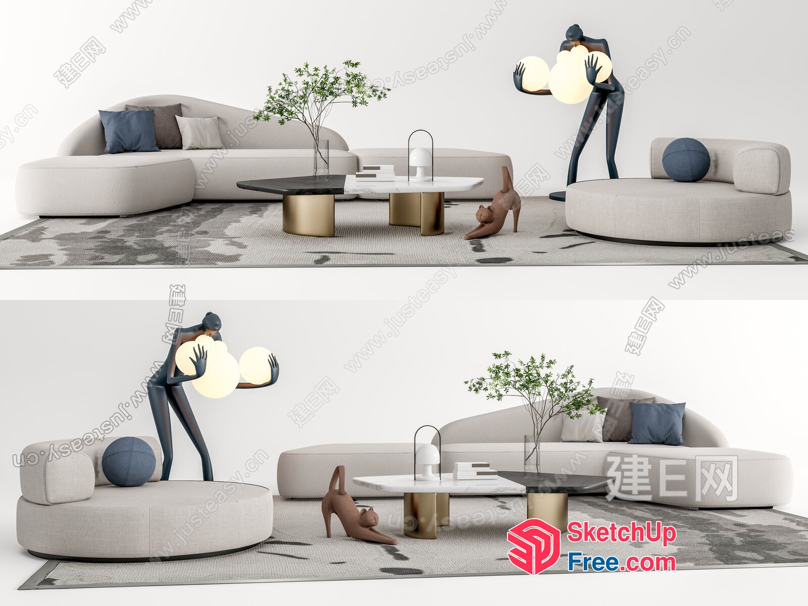 Modern Living Room With Sleek Furniture And Decor 3D SketchUp File