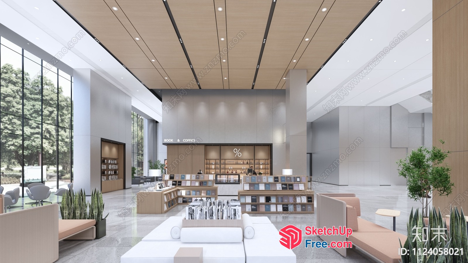 Modern Interior Space With Large Windows And Furniture 3D SketchUp File