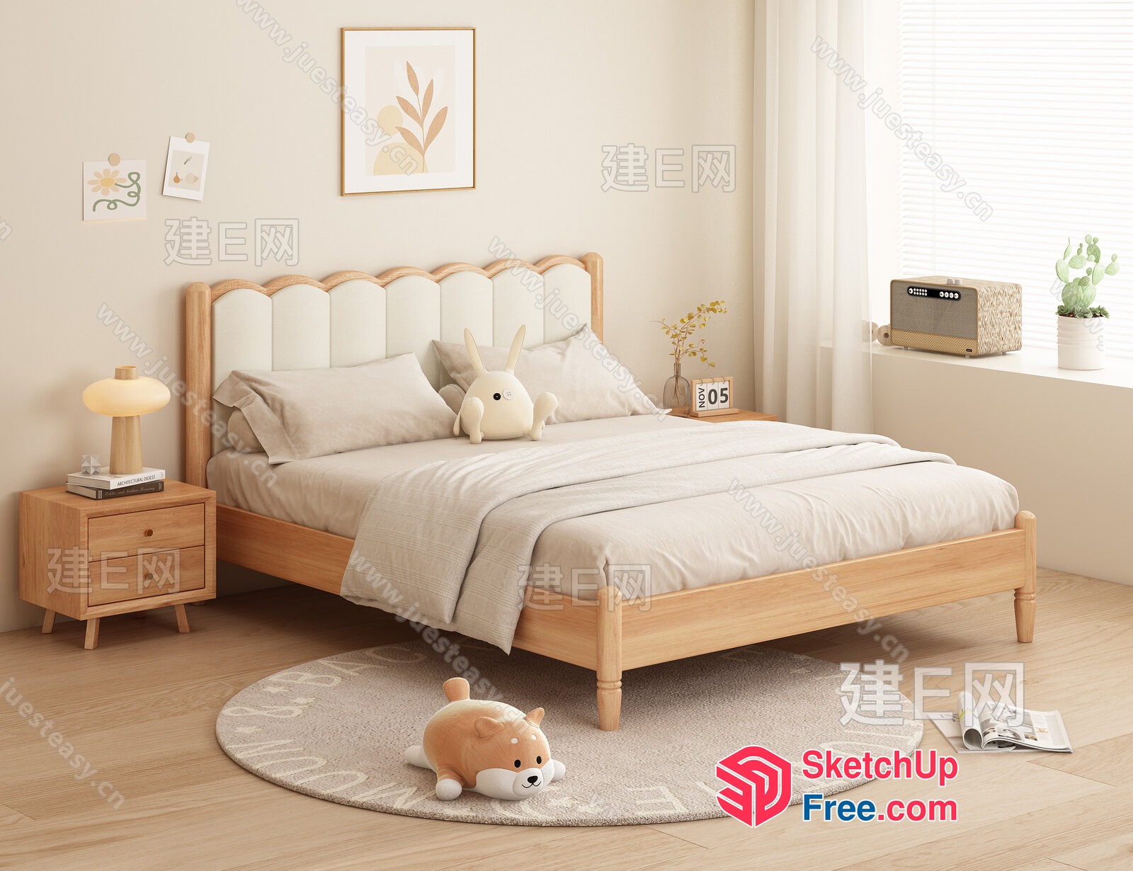 Cozy Minimalist Bedroom Interior 3D SketchUp File