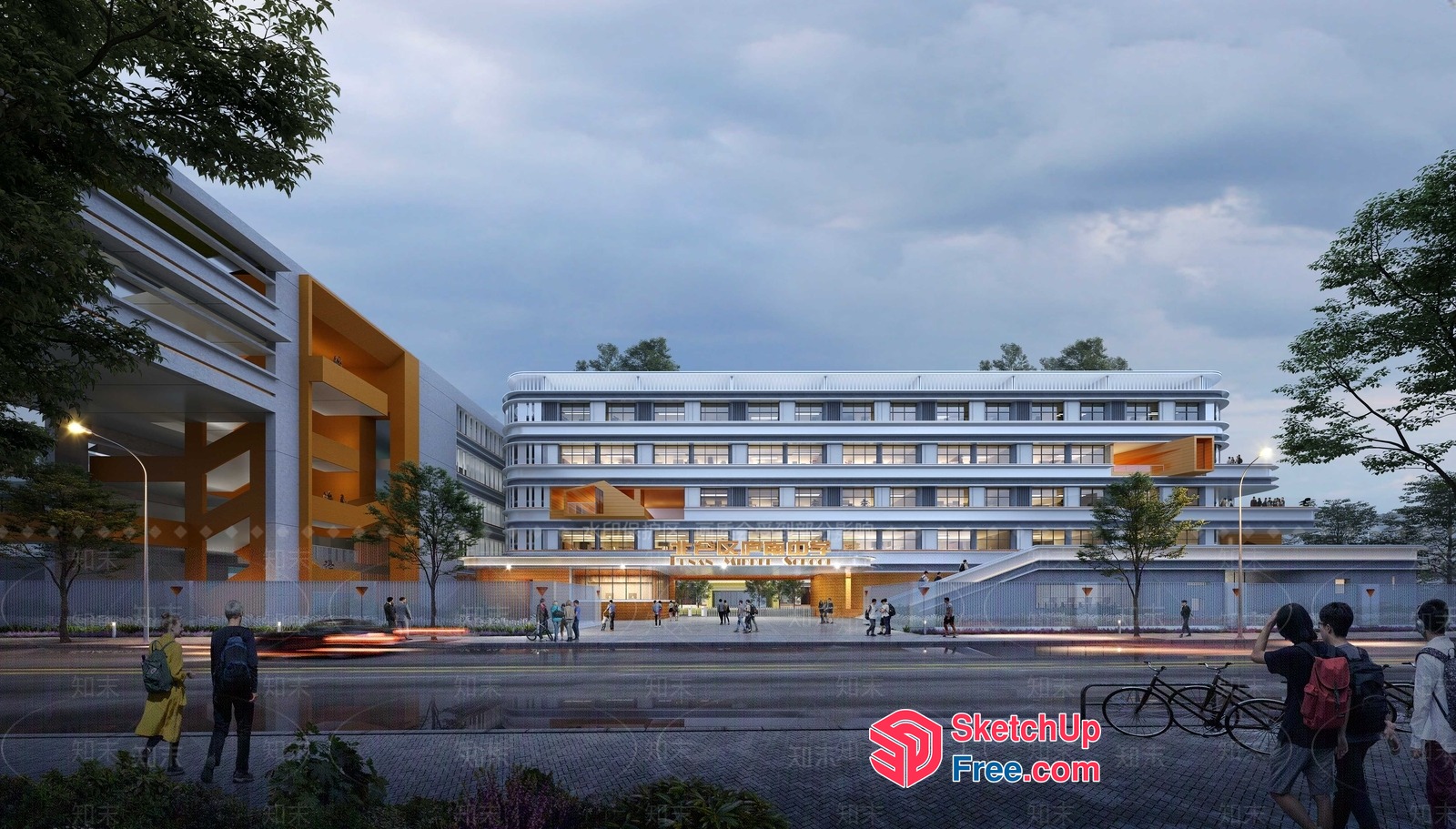 Modern Office Building With Large Windows And Open Space 3D SketchUp File