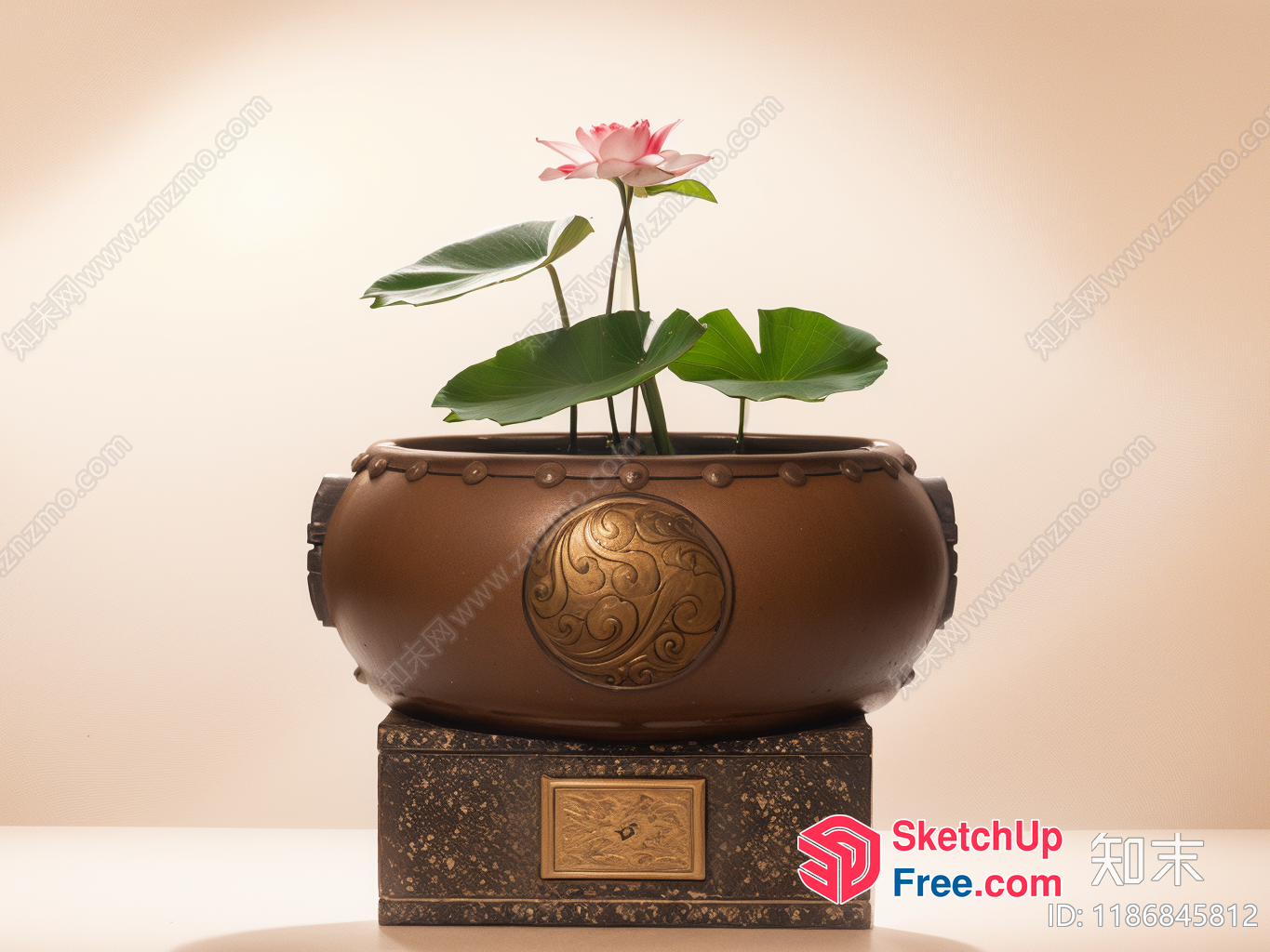 Decorative Ceramic Pot With Floral Embellishment 3D SketchUp File