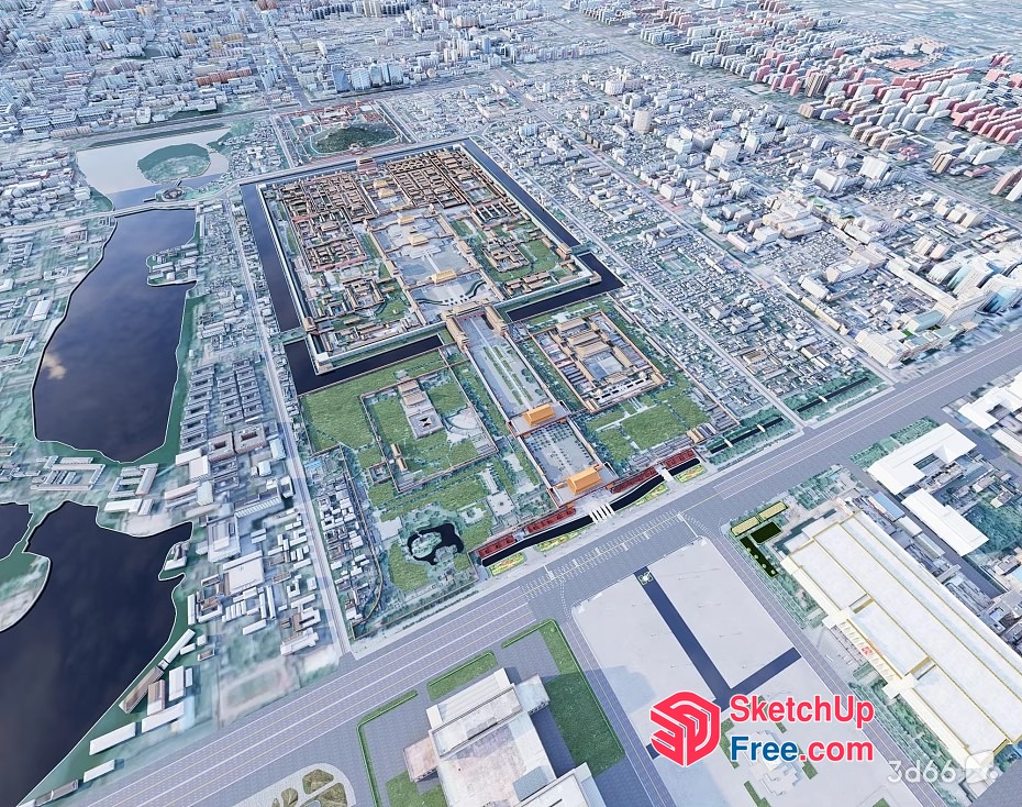 Urban Development Plan With Central Park And Commercial Street 3D SketchUp File