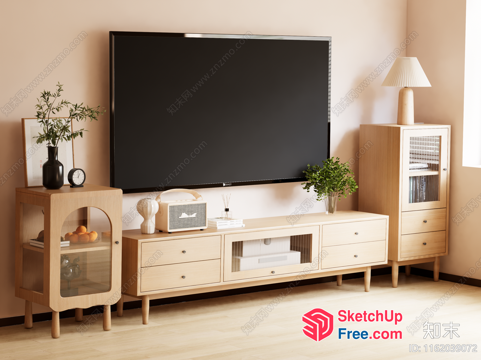Light Wood Tv Stand With Matching Furniture 3D SketchUp File