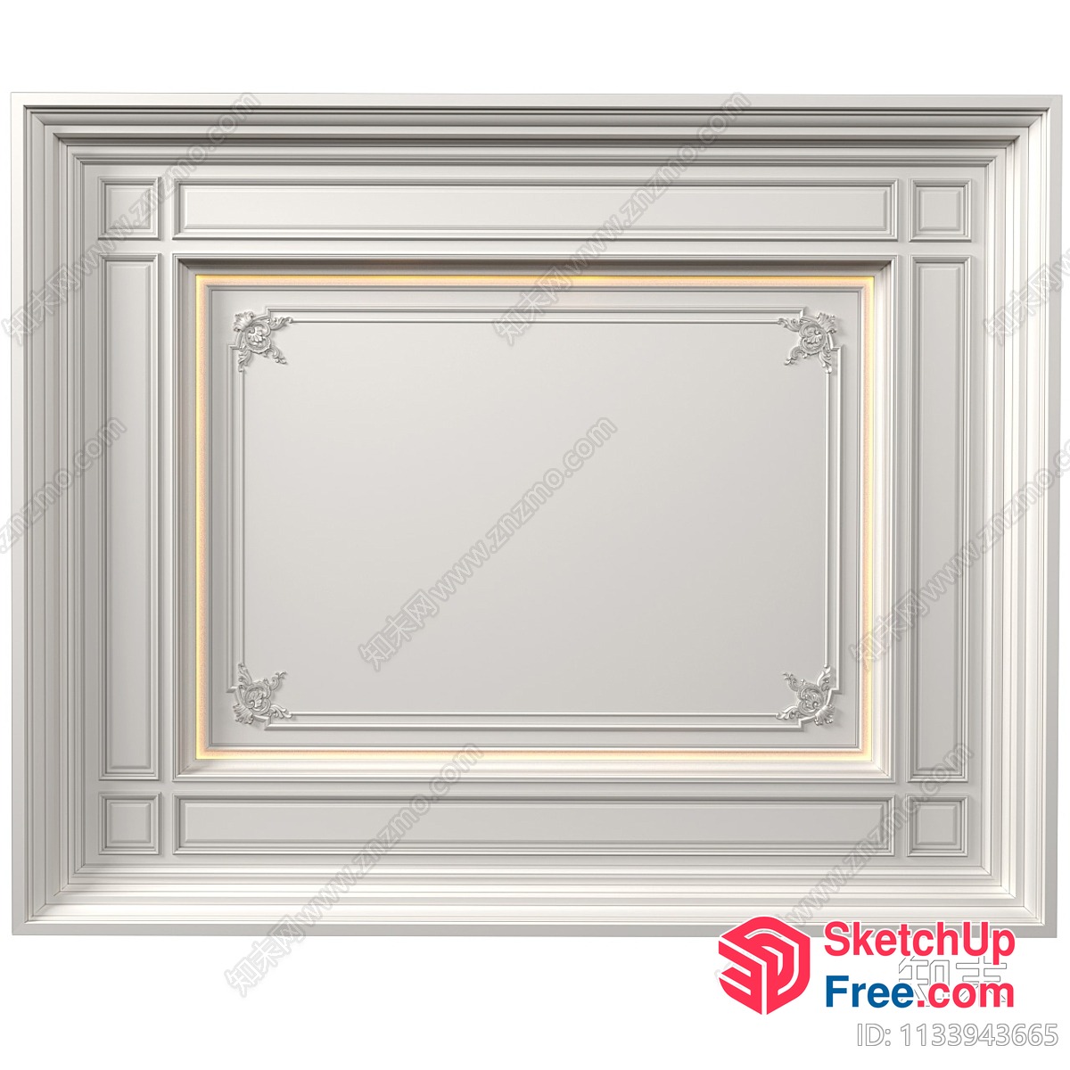 Ornate White Frame With Floral Carvings 3D SketchUp File