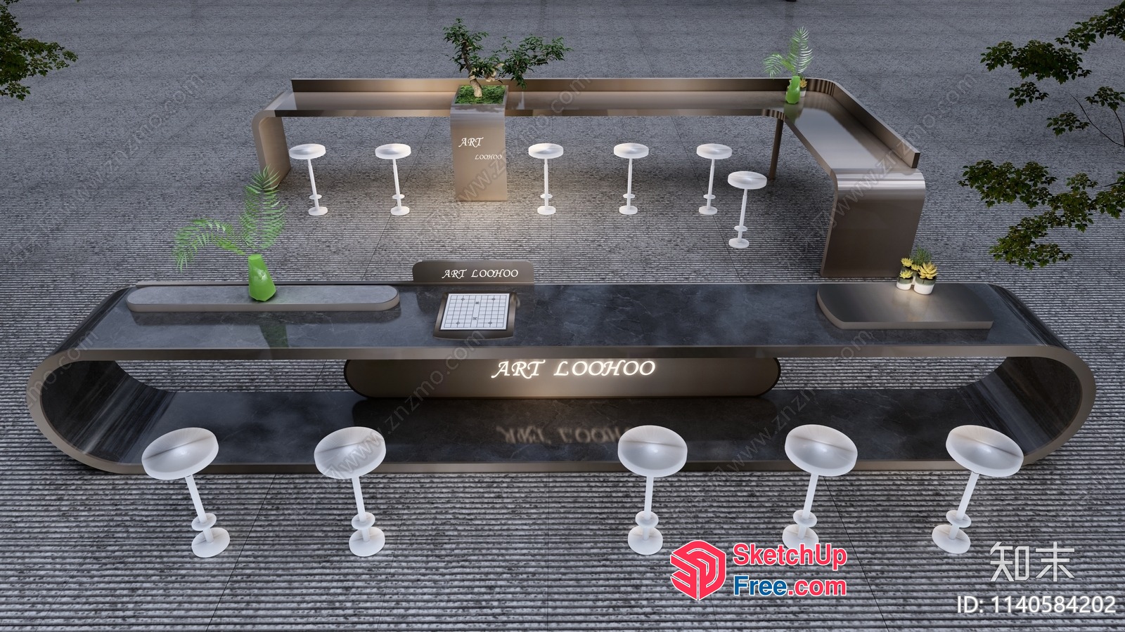 Elegant Modern Bar And Counter Space 3D SketchUp File