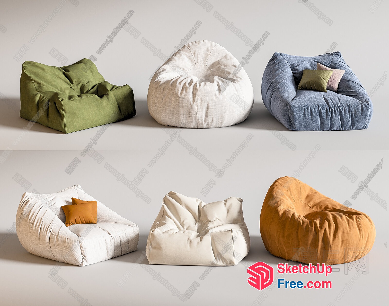 Modern Bean Bag Chairs Collection 3D SketchUp File