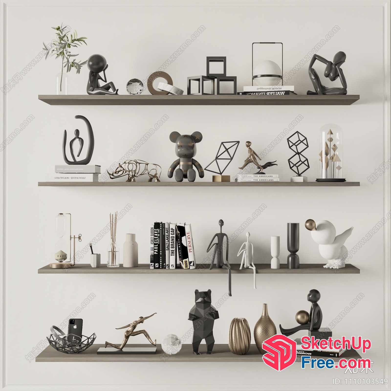 Decorative Shelf With Various Decorative Items 3D SketchUp File