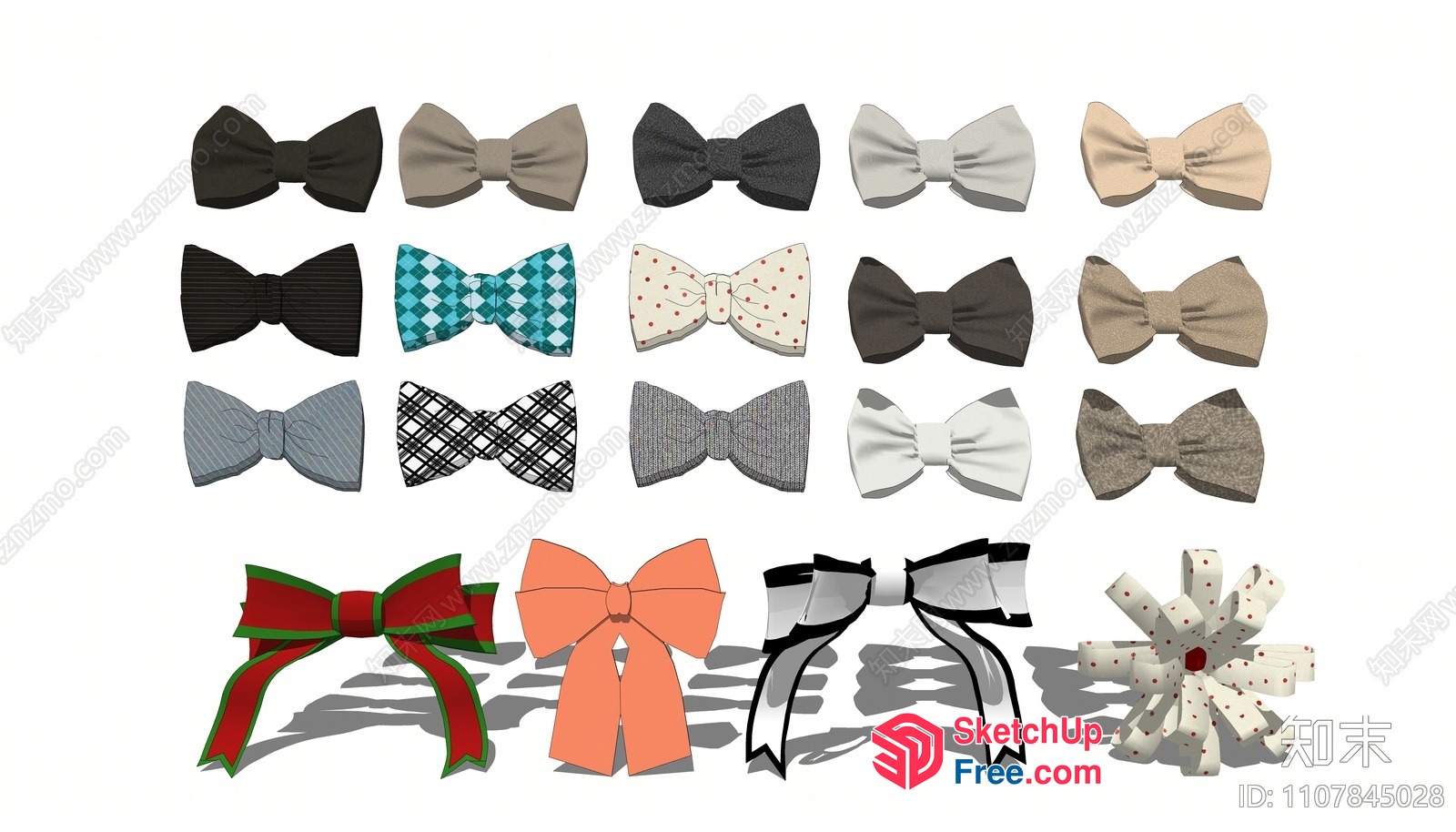 Colorful Bowties And Ribbons 3D SketchUp File