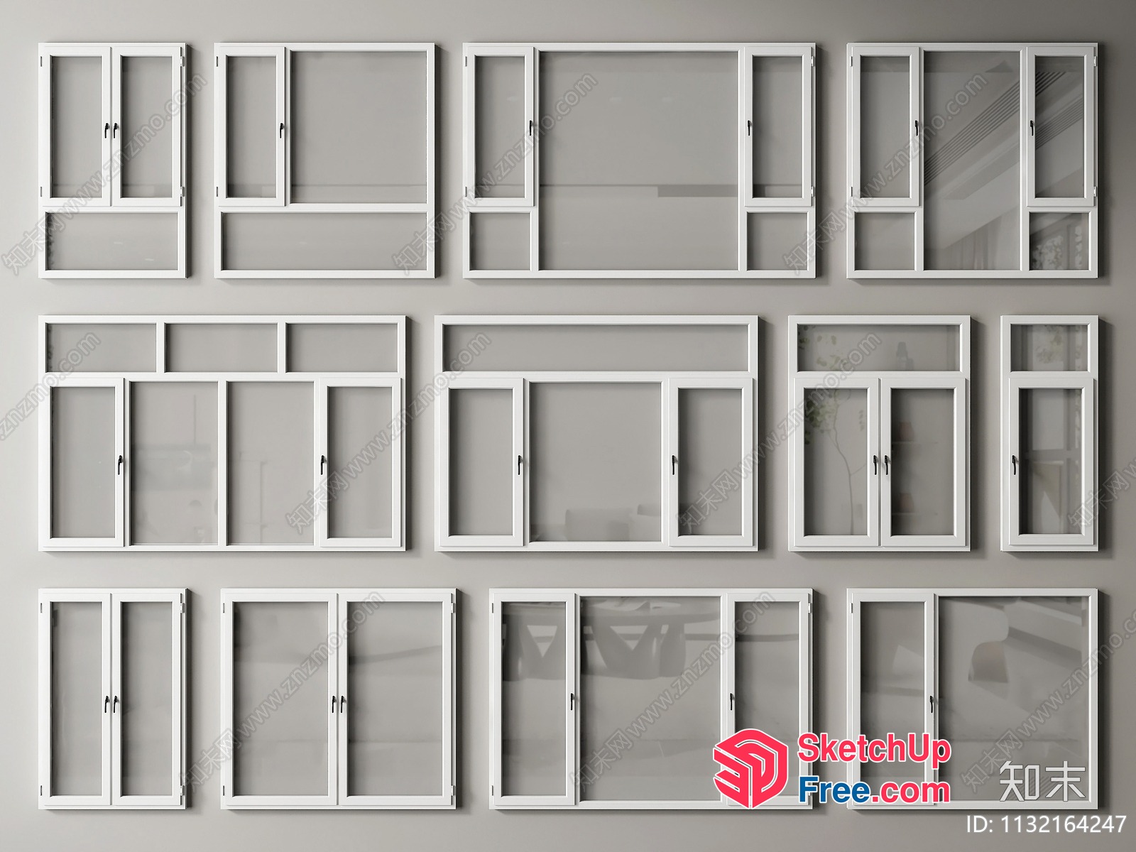 Multiple Window Frames 3D SketchUp File
