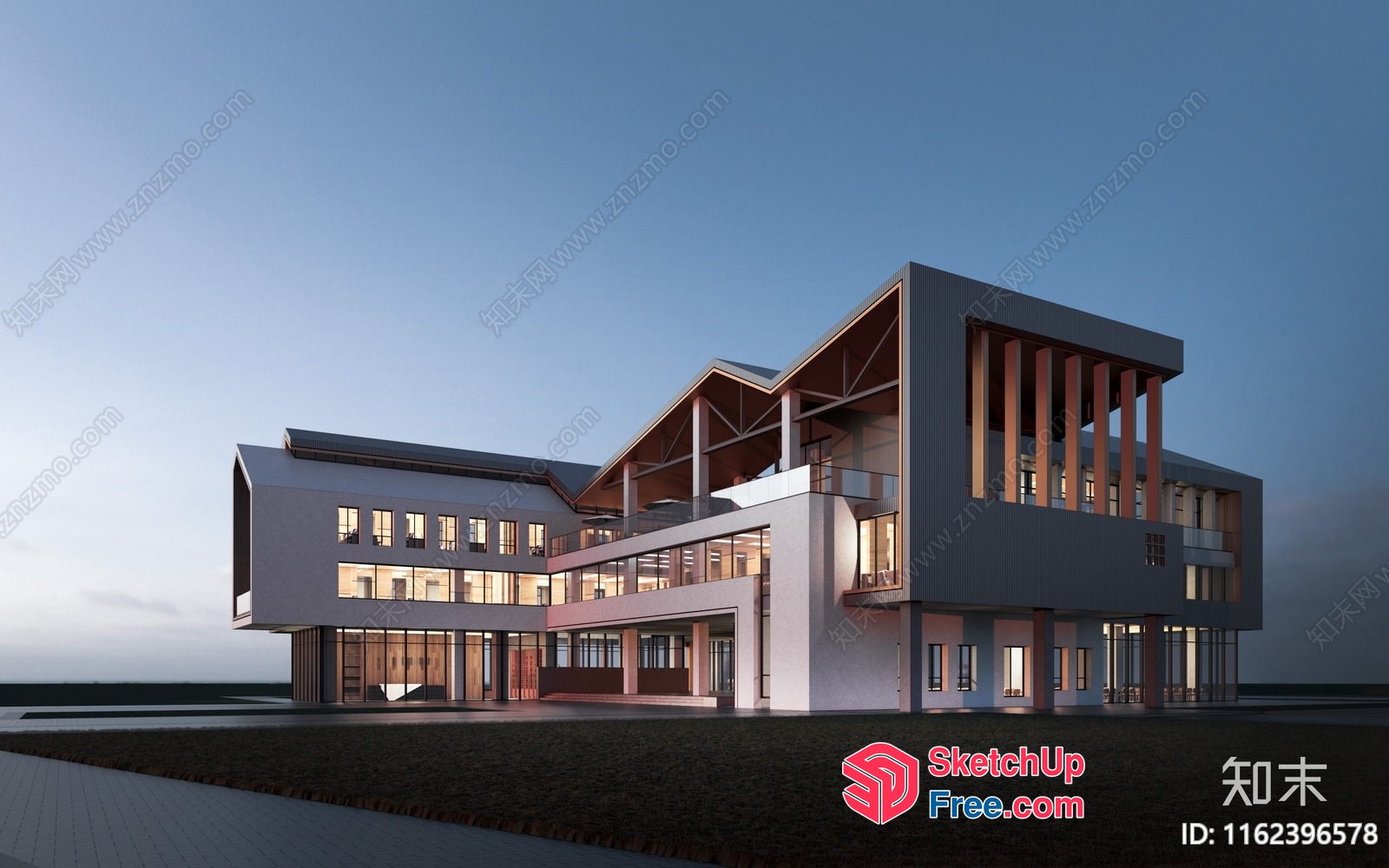 Modern Commercial Building Exterior 3D SketchUp File