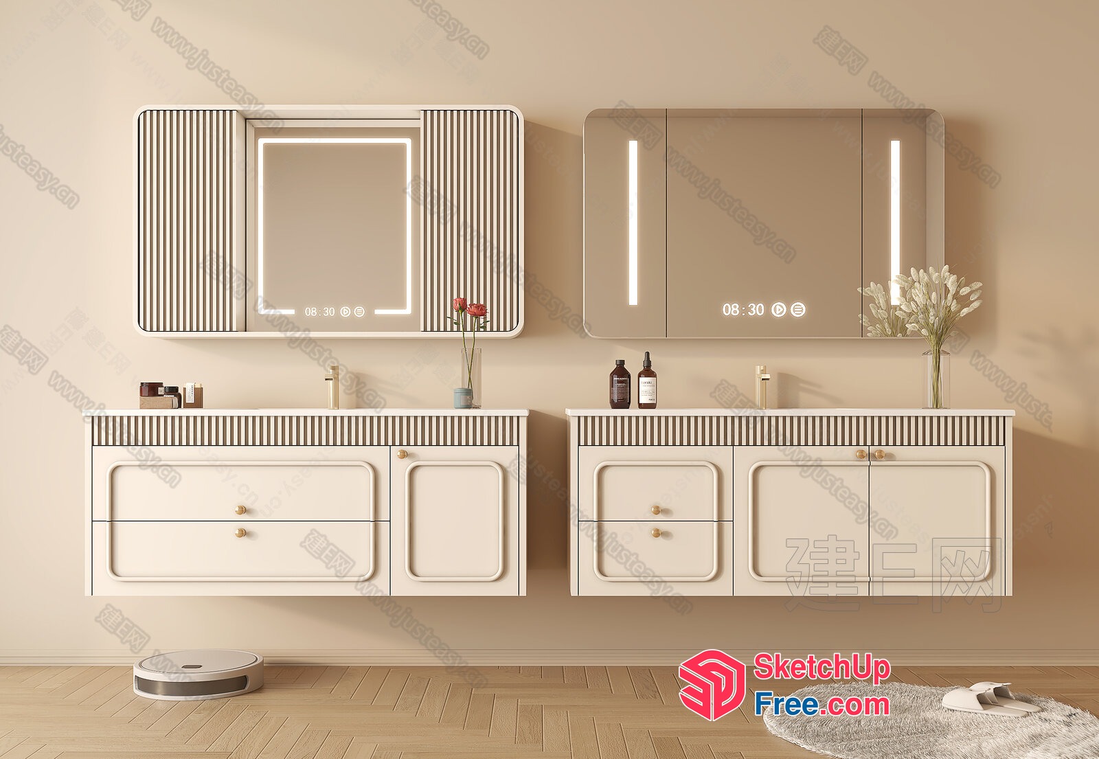 Modern Bathroom Vanity With Led Lighting And Decorative Elements 3D SketchUp File