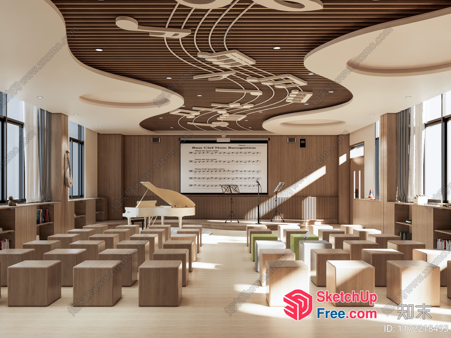 Modern Elegant Grand Piano Music Room 3D SketchUp File