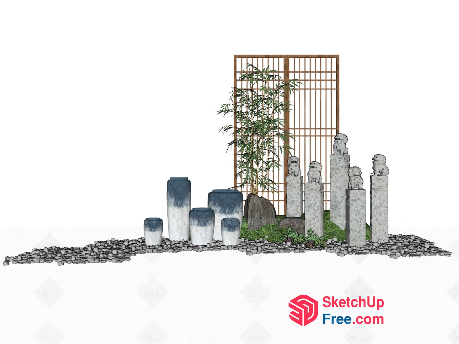 Elegant Japanese-Inspired Garden Decor 3D SketchUp File