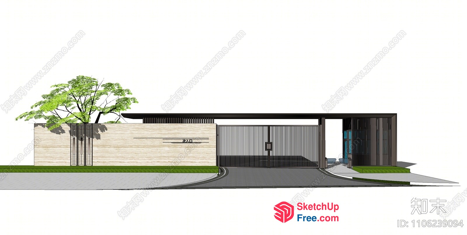 Modern Villa Exterior Design With Elegant Entrance 3D SketchUp File