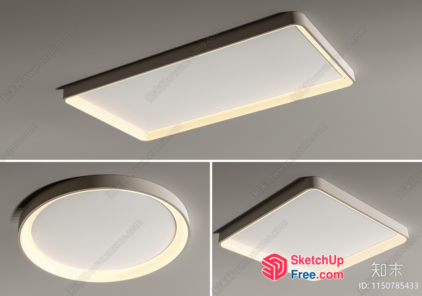 Modern Rectangular And Circular Led Light Fixtures 3D SketchUp File
