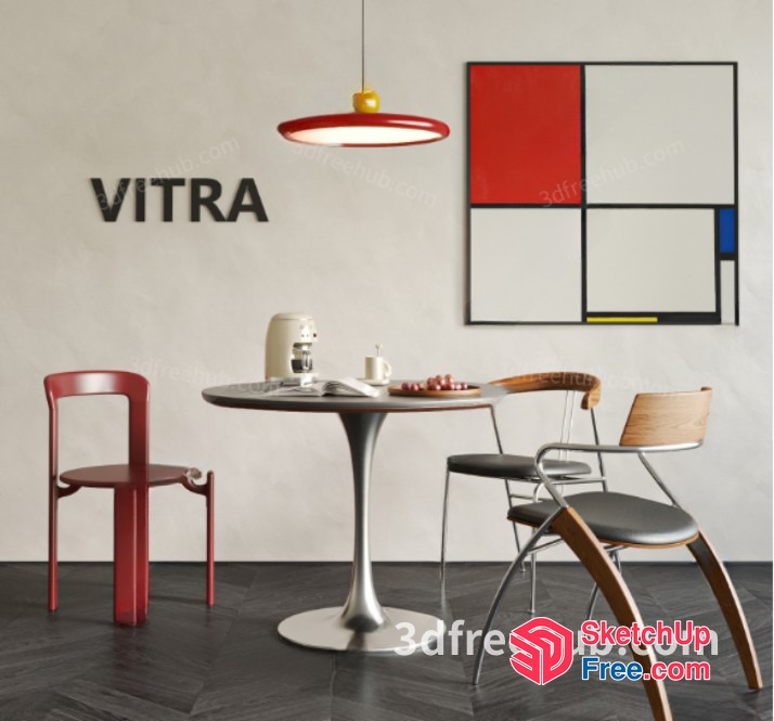 Modern Living Room With Minimalist Furniture And Artwork 3D SketchUp File