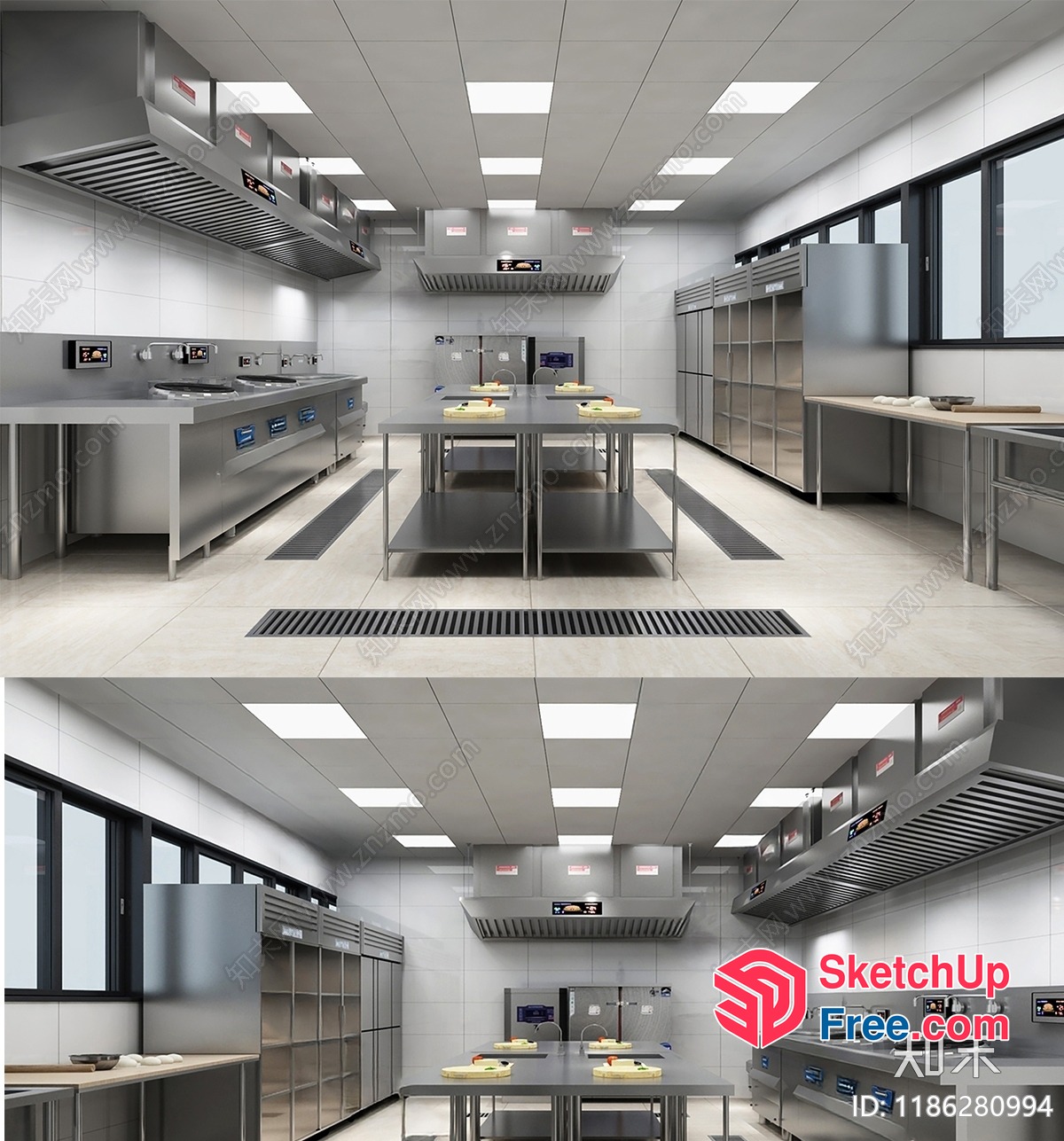 Commercial Kitchen Interior With Modern Appliances And Sleek Design 3D SketchUp File