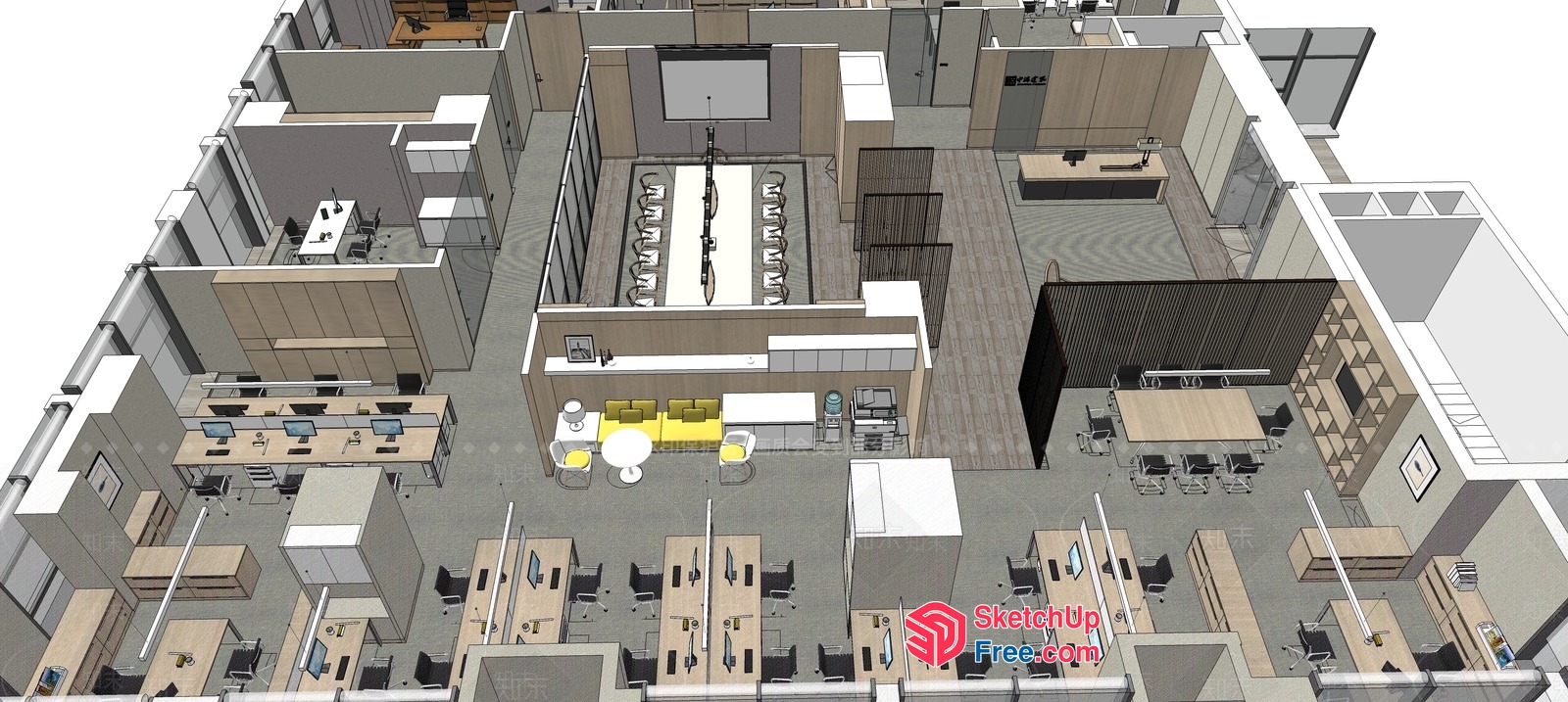 Modern Office Space With Minimalist Decor 3D SketchUp File