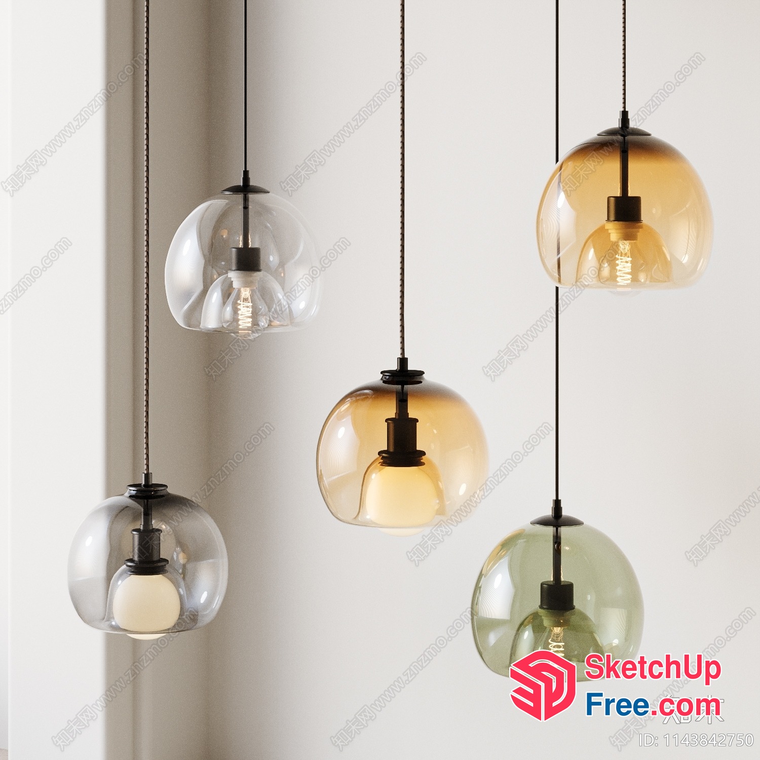 Hanging Glass Pendant Lights 3D SketchUp File