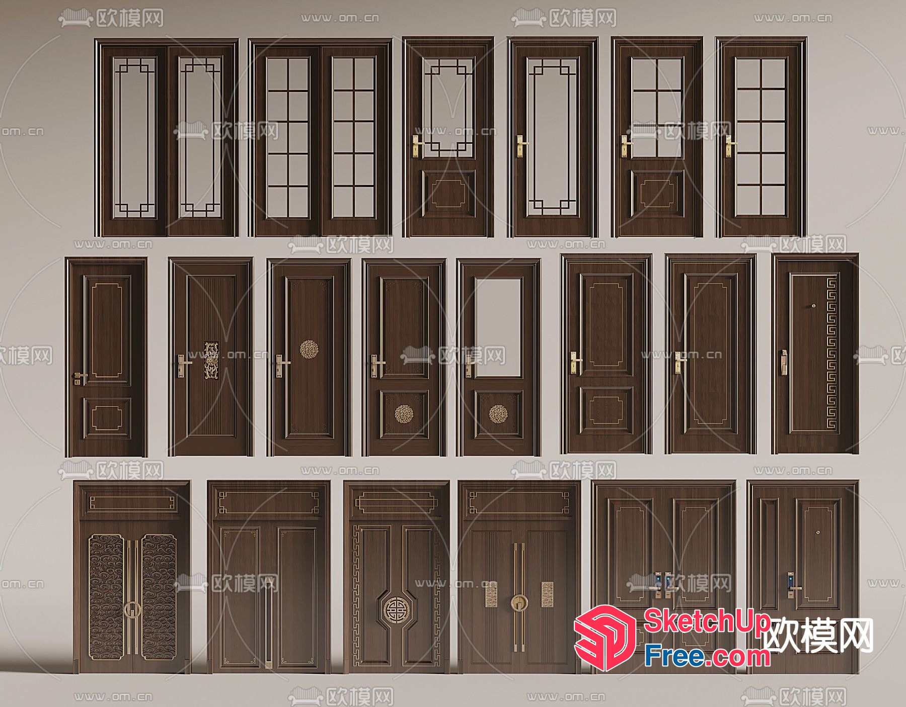 Wooden Door Collection With Various Styles 3D SketchUp File