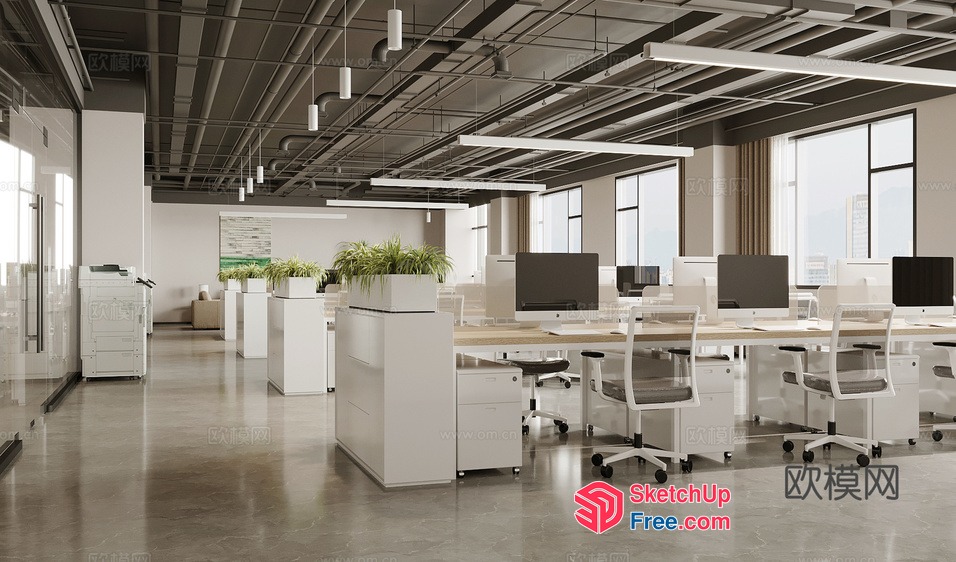 Modern Office Space With Sleek Furniture And Natural Light 3D SketchUp File