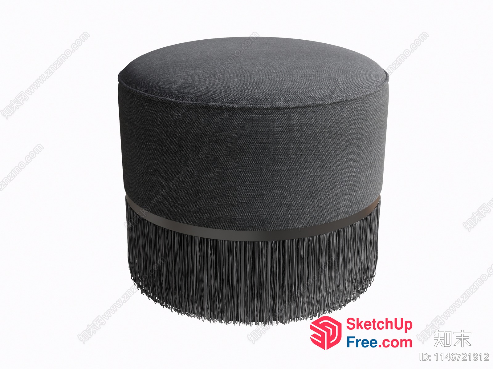 Gray Fringe Accent Stool 3D SketchUp File