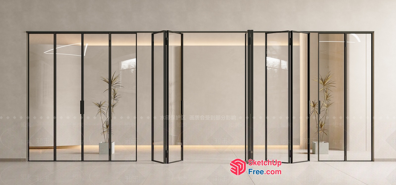 Modern Glass Partition Wall 3D SketchUp File