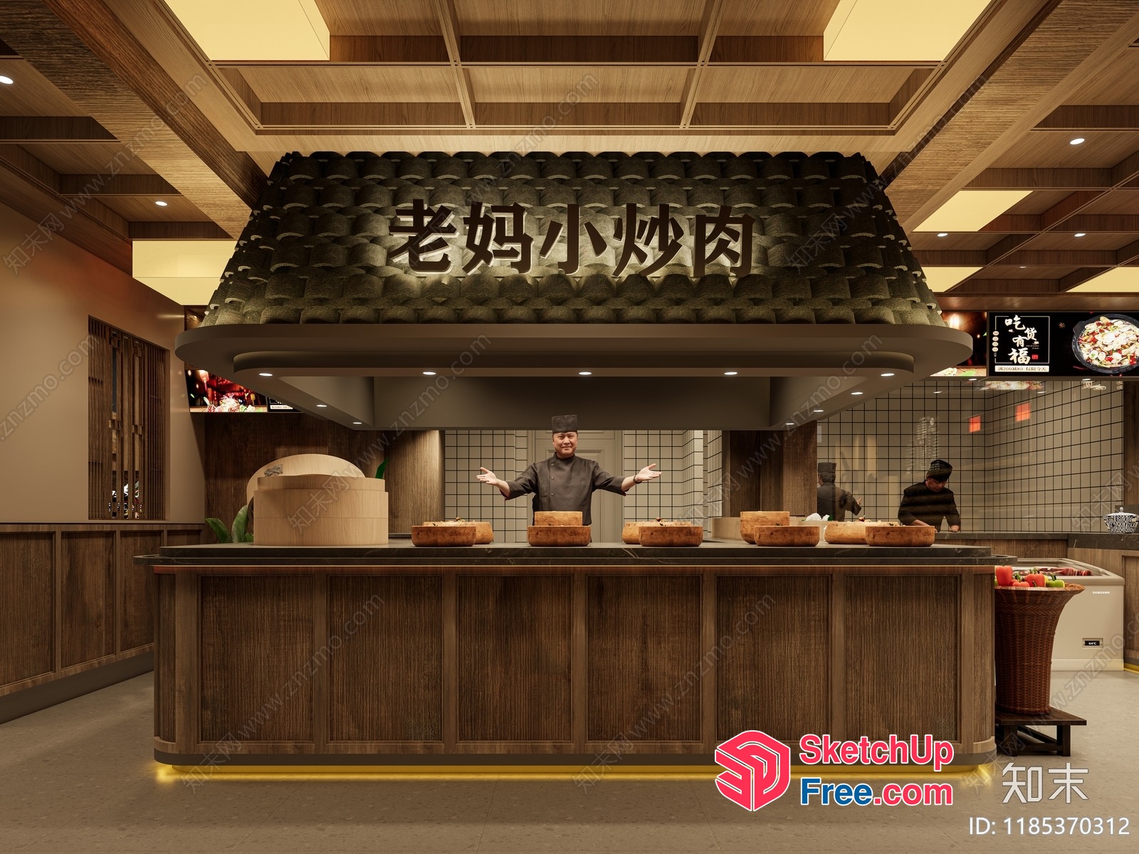 Restaurant With A Chef And A Modern Interior 3D SketchUp File