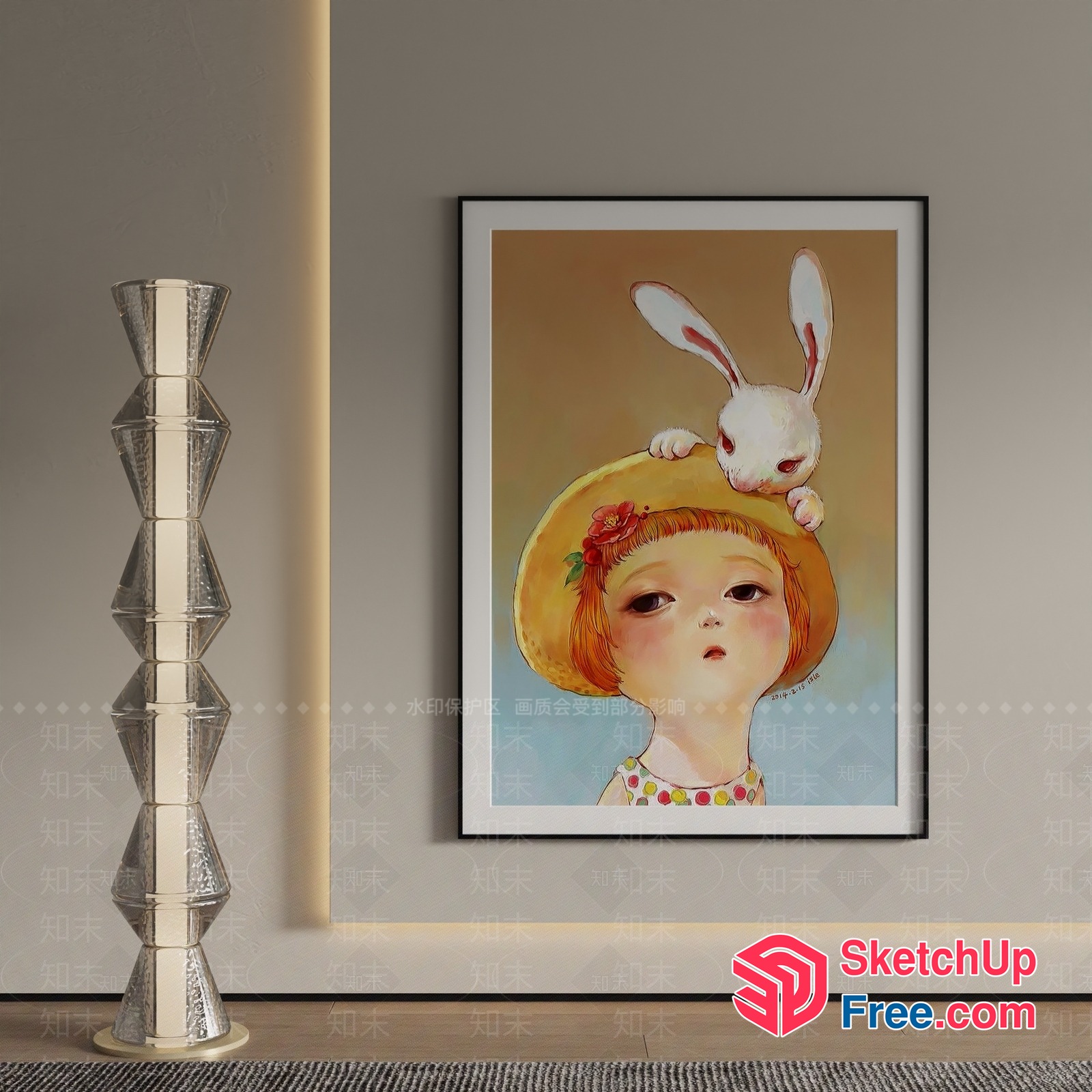 Child And Rabbit Artwork In A Modern Home Setting 3D SketchUp File