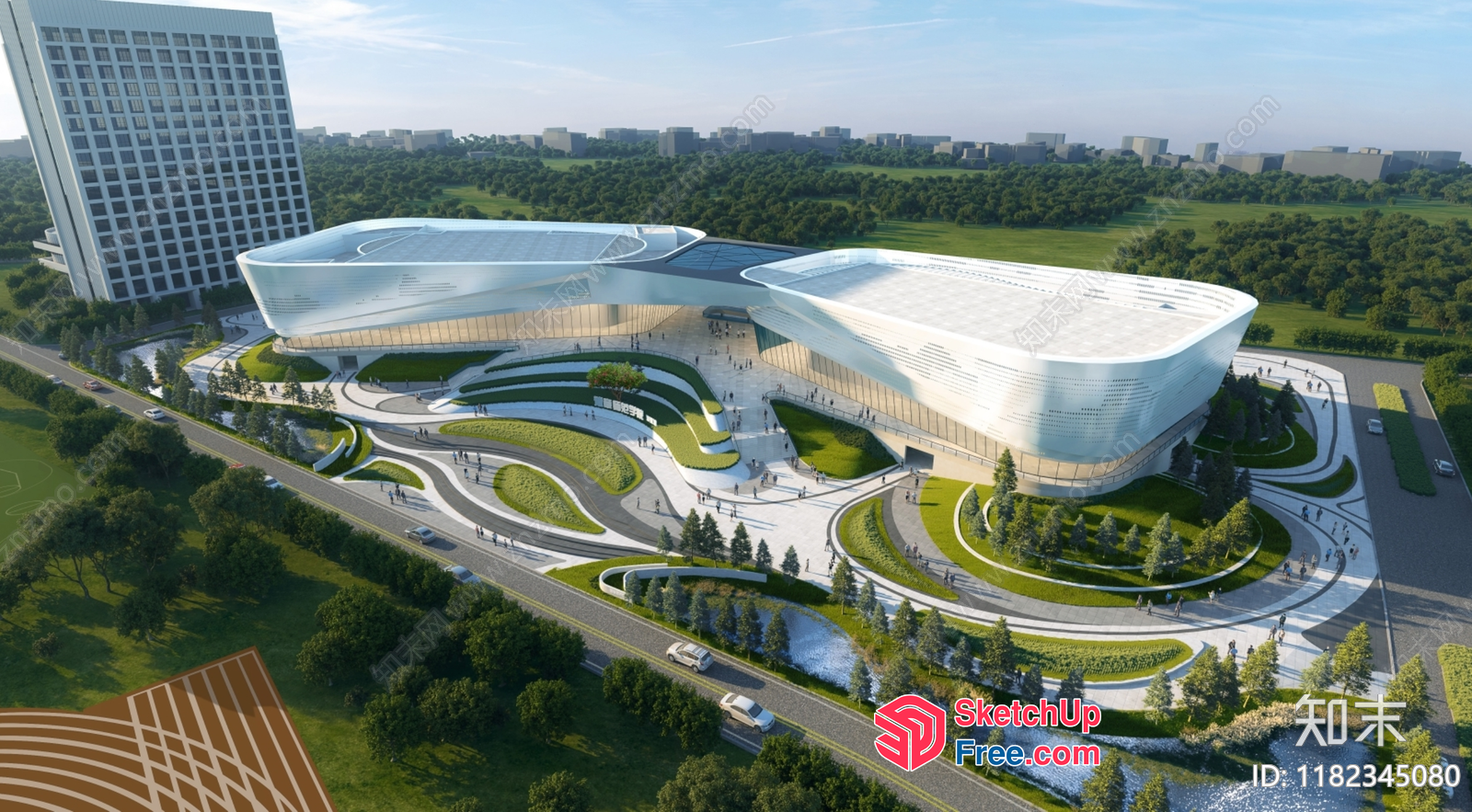 Modern Futuristic Building With Glass Curtain Wall 3D SketchUp File