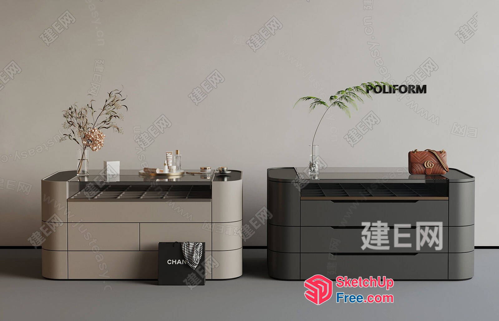 Modern Minimalist Furniture Arrangement 3D SketchUp File