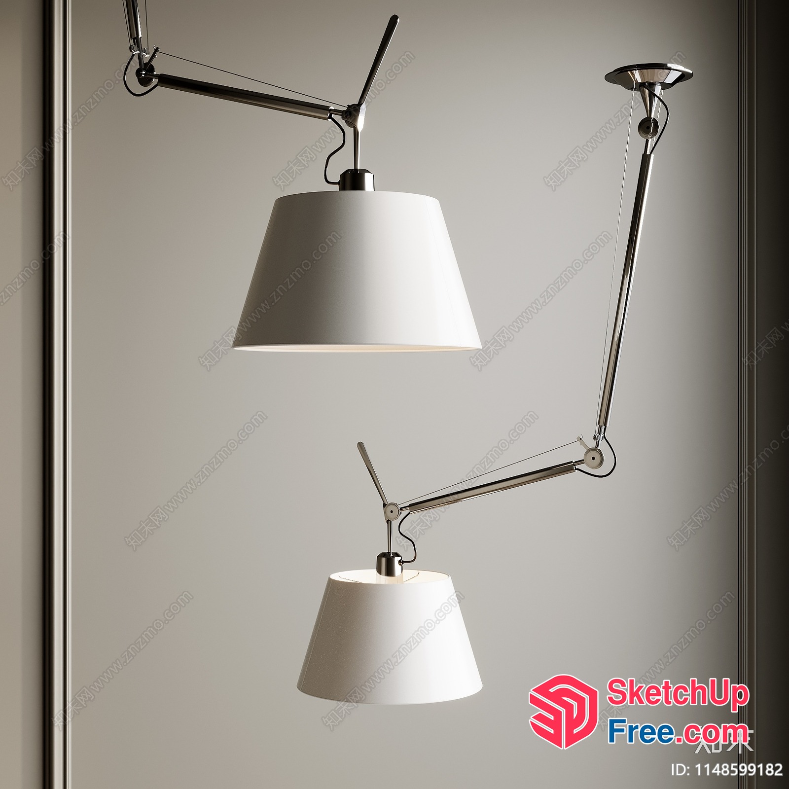 Two Suspended Lamps With Adjustable Arms 3D SketchUp File