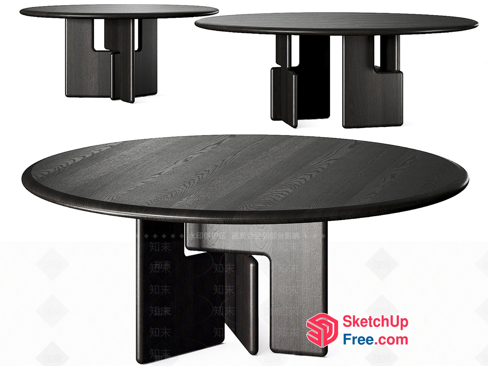 Modern Minimalist Round Coffee Table Set 3D SketchUp File